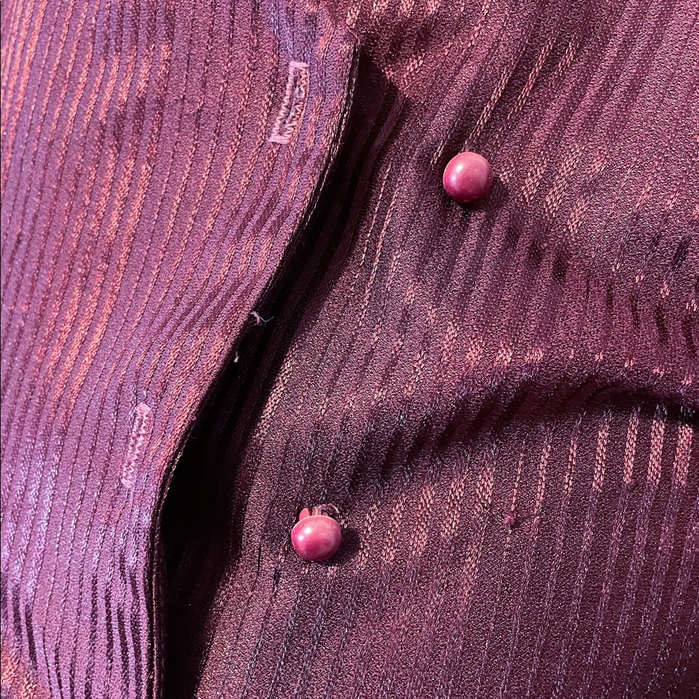 Vintage Merlot Ruffle High-Neck Puff Sleeve Dress - Picture 3 of 12